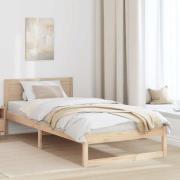 vidaXL Sängram med huvudgavel Naturfärg 90 x 190 cm Massiv furu