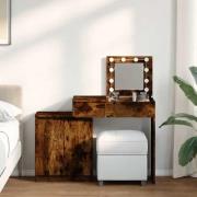 vidaXL Sminkbord med LEDs rökfärgad ek 115x37x110,5 cm