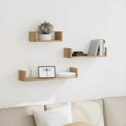 vidaXL Vägghyllor 3 st artisan ek konstruerat trä