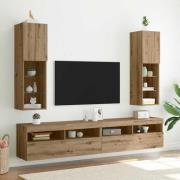vidaXL Tv-bänk med LED-belysning 2 st artisian ek 30,5x30x102 cm