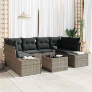 vidaXL Trädgårdsoffset 7 pcs Grå Poly rattan