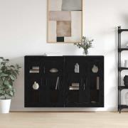 vidaXL Väggmonterade Skåp 2 pcs Svart ek 69.5 x 34 x 90 cm