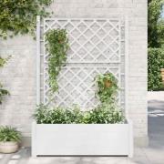 vidaXL Odlingslåda med spaljé 100x43x142 cm PP vit