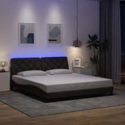 vidaXL Bed Frame with LED without Mattress Dark Brown 180x200 cm Fabri...