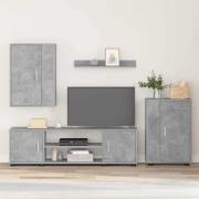 vidaXL TV-bänkset Väggmonterad 4 pcs Betonggrå Konstruerat trä