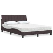 vidaXL Bed with Mattress "Hanko" Dark Brown 140x200 cm Fabric