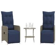 vidaXL Trädgårdsstolar 2 st med bord grå konstrotting