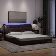 vidaXL Bed Frame with LED without Mattress "Hvar" Dark Brown 180x200 c...