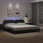 vidaXL Bed Frame with LED without Mattress "Zadar" Black 200x200 cm