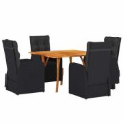 vidaXL Trädgårdsmöbelset 5 pcs Svart konstrotting