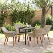 vidaXL Matgrupp 5 pcs Ljusgrå Poly rattan