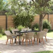 vidaXL Matgrupp 7 pcs Ljusgrå Poly rattan