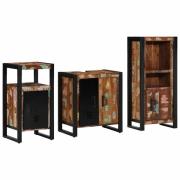 vidaXL Badrumsmöbelset 3 pcs Flerfärgsdesign Massivt återvunnet trä