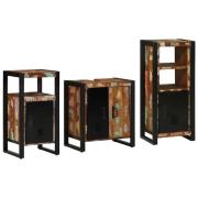 vidaXL Badrumsmöbelset 3 pcs Flerfärgad och Svart Solid återvunnen trä