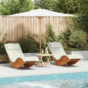 vidaXL Solstol med kudde 2 pcs Brun 60 x 154 x 74cm Massivt akaciaträ