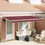 vidaXL Utfällbar markis Vinröd 350x200 cm tyg