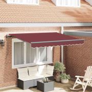 vidaXL Utfällbar markis Vinröd 350 x 200 cm Polyester och aluminium