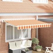 vidaXL Utfällbar markis Flerfärgad rand 350x200 cm tyg