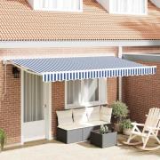 vidaXL Utfällbar markis Blå och Vit 400x200 cm tyg