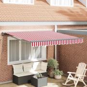 vidaXL Utfällbar markis Röd och vit rand 300x250 cm tyg