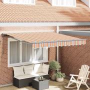 vidaXL Utfällbar markis Flerfärgad rand 350x250 cm tyg