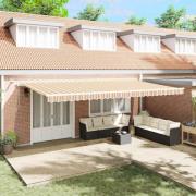 vidaXL Utfällbar markis med LED -remsljus Flerfärgsdesign 600 × 300 cm