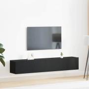 vidaXL TV-bänkset Väggmonterad 2 pcs Svart Ek Konstruerat trä