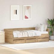vidaXL Sängsoffa med huvudgavel Artisan Ek 90 x 200 cm Konstruerat trä