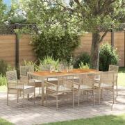 vidaXL Trädgårdsmöbelset 9 pcs Beige Poly rattan