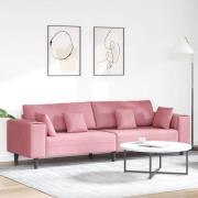 vidaXL Soffa med kudde Rosa 250 x 77 x 76 cm Sammet