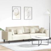 vidaXL Soffa med kudde Kräm 250 x 77 x 76 cm Sammet