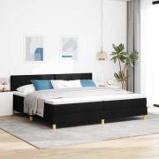 vidaXL Bäddfjäder med kudde med huvudgavel Svart 200 x 200 cm tyg