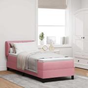 vidaXL Box Spring Säng med Madrass Mörkgrå 80x200 cm Sammet Rosa