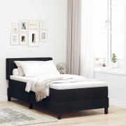 vidaXL Bäddfjäder med huvudgavel Svart 200 x 90 cm tyg