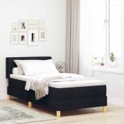 vidaXL Bäddfjäder med madrass med huvudgavel Svart 200 x 80 cm tyg