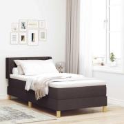 vidaXL Bäddfjäder med madrass med huvudgavel Mörkbrun 200 x 90 cm tyg