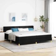 vidaXL Bäddfjäder med madrass med huvudgavel Svart 200 x 200 cm tyg