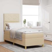 vidaXL LED Box Säng med madrass med huvudgavel Kräm 80 x 200 cm tyg