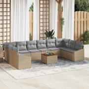 vidaXL Trädgårdsoffset 11 pcs Beige, ljusgrå