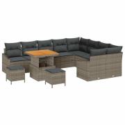 vidaXL Trädgårdsoffset med kudde med kudde 12 pcs Grå 80 x 80 x 71 cm