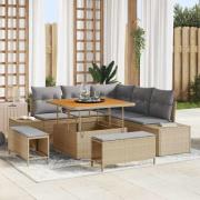 vidaXL Trädgårdsoffset med kudde med lagring 8 pcs Beige Poly rattan