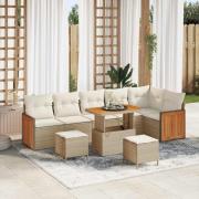 vidaXL Trädgårdsoffset 9 pcs Beige och gräddfärgad 80 x 80 x 71 cm