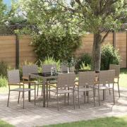 vidaXL Trädgårdsmöbelset 9 pcs Grå 190 x 90 x 75 cm konstrotting