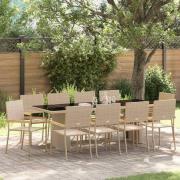 vidaXL Trädgårdsmöbelset 11 pcs Beige Poly rattan