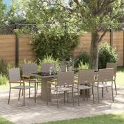 vidaXL Trädgårdsmöbelset 9 pcs Grå 190 x 80 x 75 cm konstrotting