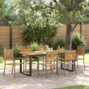 vidaXL Trädgårdsmöbelset 7 pcs Grå Poly rattan och massiv akaciaträ