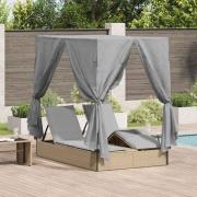 vidaXL Dubbel Solstol med Tak Beige 205 x 129 x 200 cm PE rotting