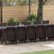vidaXL Trädgårdsmöbelset 17 pcs Brun Polt rotting