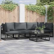vidaXL Trädgårdsoffset med kudde 4 pcs Svart Aluminium