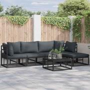 vidaXL Trädgårdsoffset med kudde 6 pcs Svart Aluminium